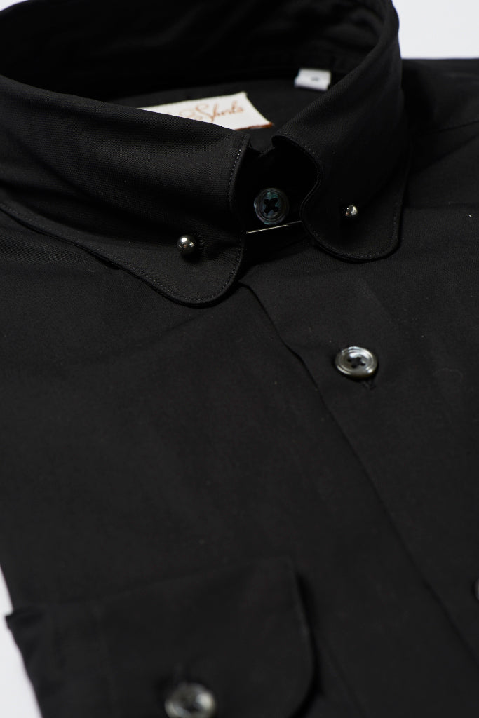 Black Pin Collar Shirt with Collar Bar ...